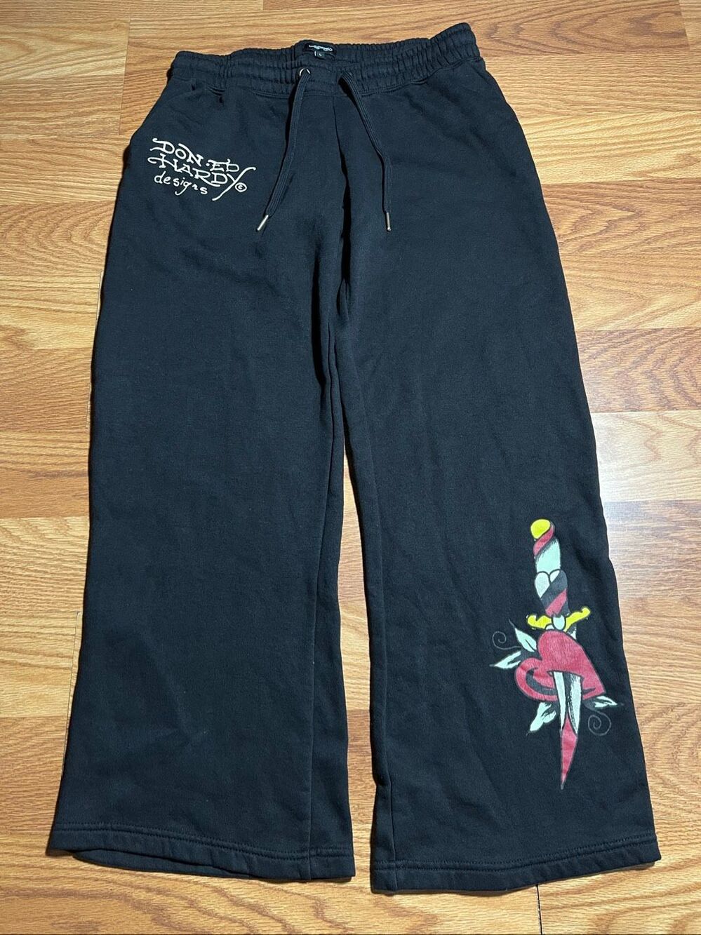 Y2K Ed Hardy Women’s Wideleg Fleece Sweatpants Large